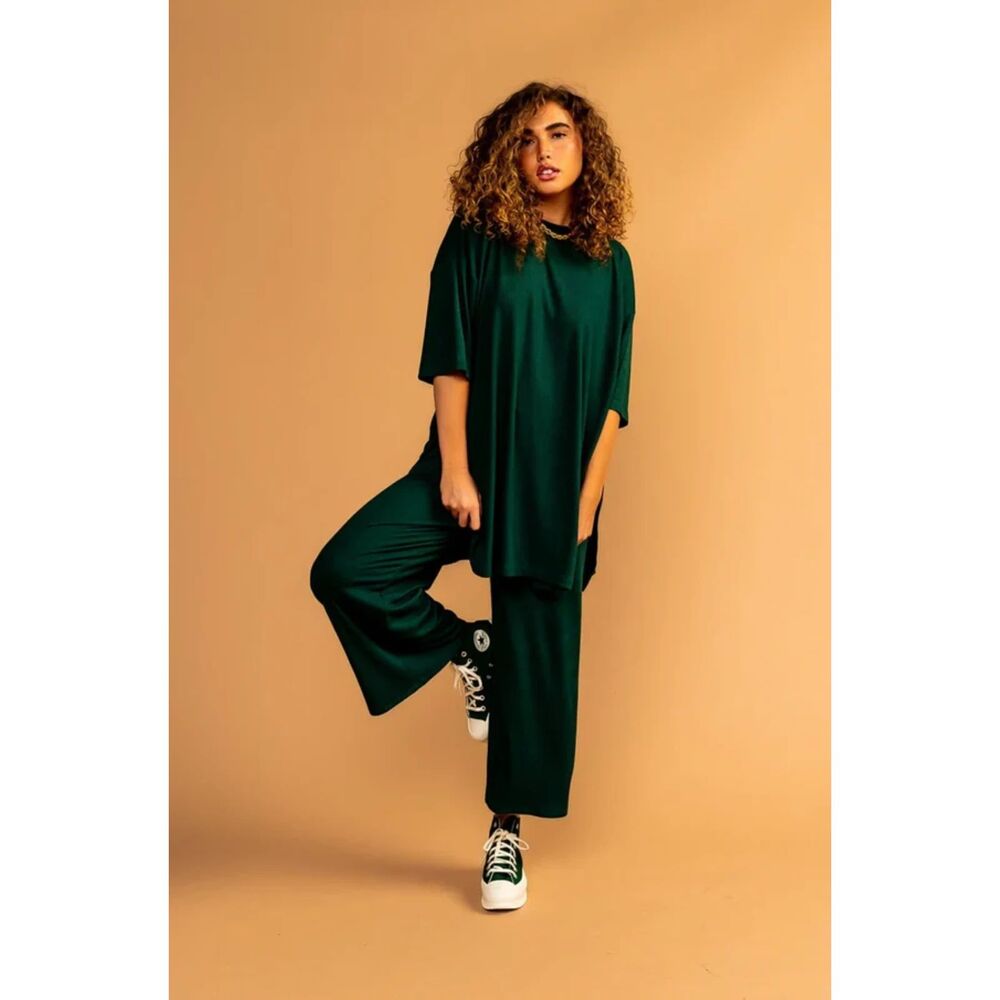 Lex Ribbed Playsuit Set in Emerald-Dressed in lala